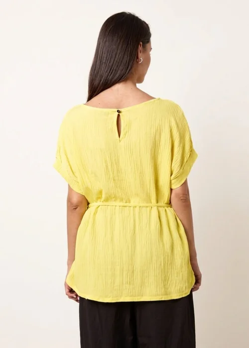 Blue Vanilla Yellow Belted Wide Sleeve Top - S/M Image 4