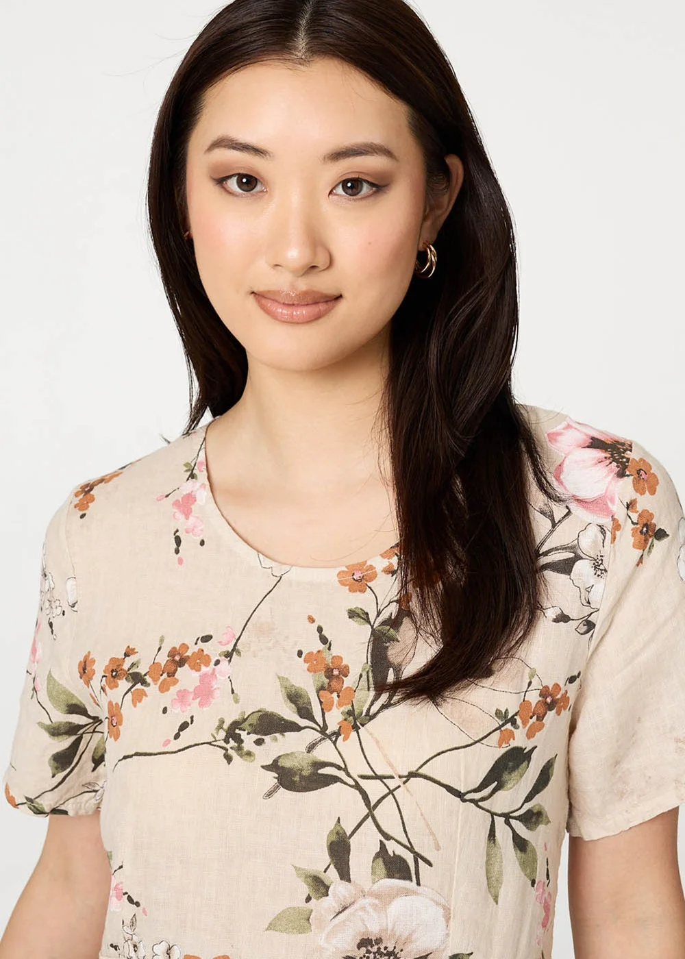 Izabel London Linen Floral Short Sleeve Oversized Midi Dress - 8 Image 3