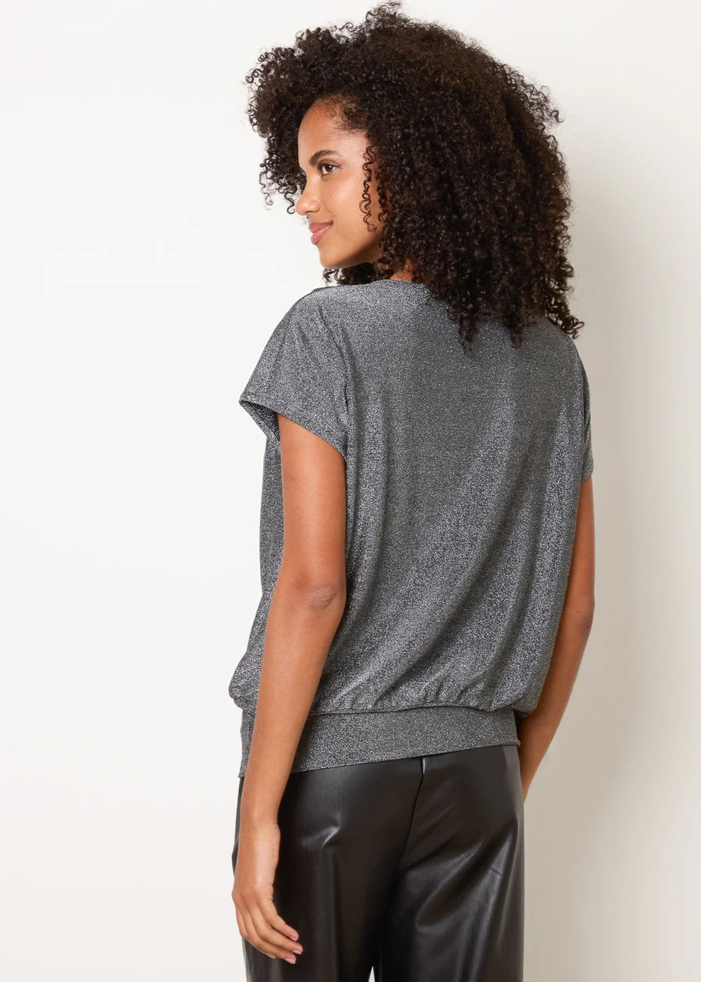 Blue Vanilla Silver Cowl Neck Draped Top - L/XL Image 4