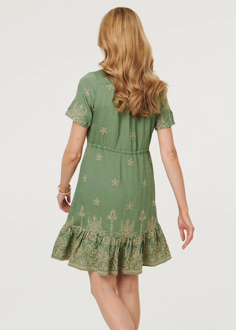 Izabel London Green Floral Embroidered Knee Length Dress - 14 Image 3
