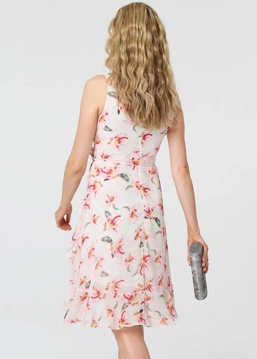 Izabel London Pink Floral Sleeveless Knee Length Dress - 14 Image 3