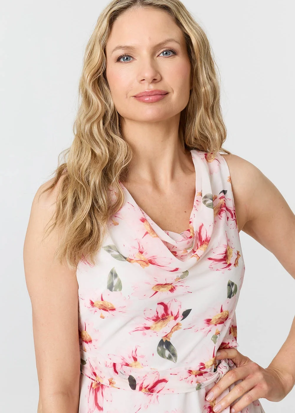 Izabel London Pink Floral Sleeveless Knee Length Dress - 14 Image 4