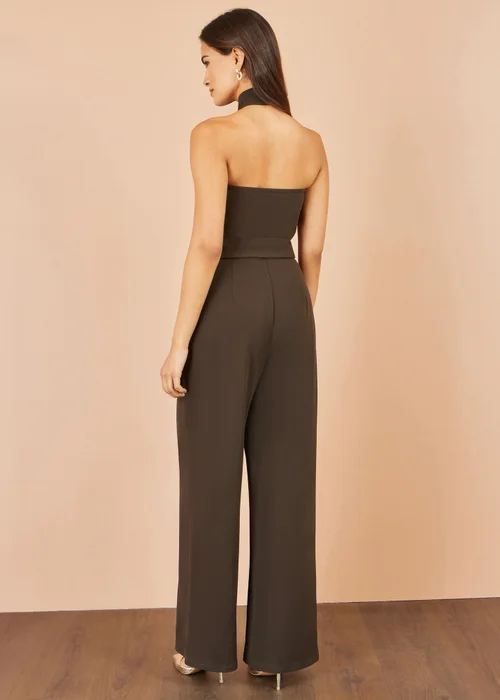 Yumi Brown Cross Over Halter Neck Jumpsuit - 18 Image 3