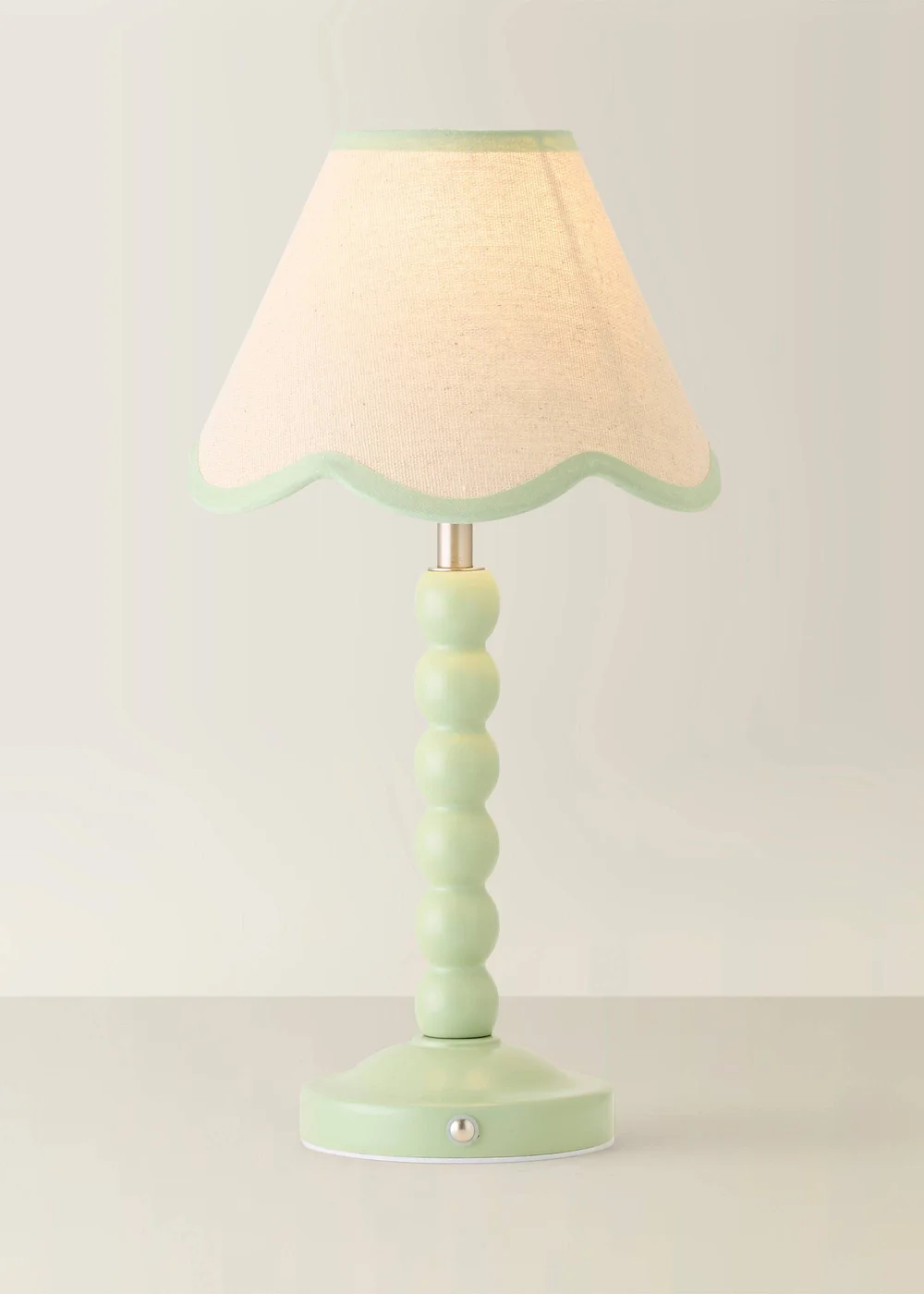 ValueLights Bobble Green Rechargeable Table Lamp with Green Trim Scallop Shade - One Size Image 3