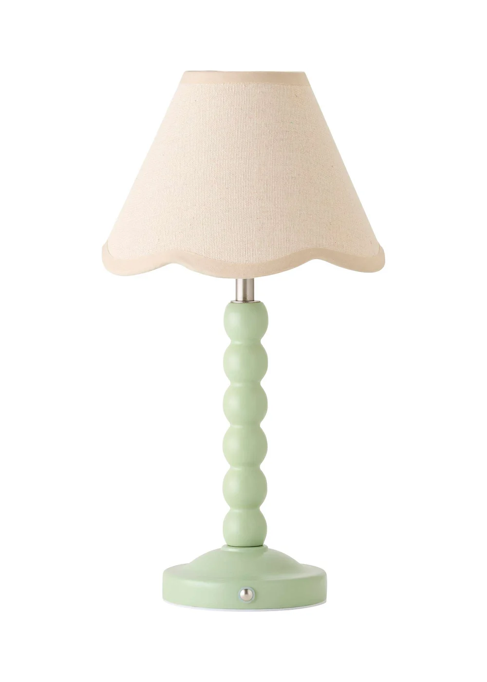 ValueLights Bobble Green Rechargeable Table Lamp With Natural Trim Scallop Shade - One Size Image 5