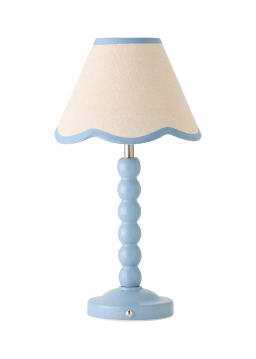 ValueLights Bobble Blue Rechargeable Table Lamp With Blue Trim Scallop Shade - One Size Image 5