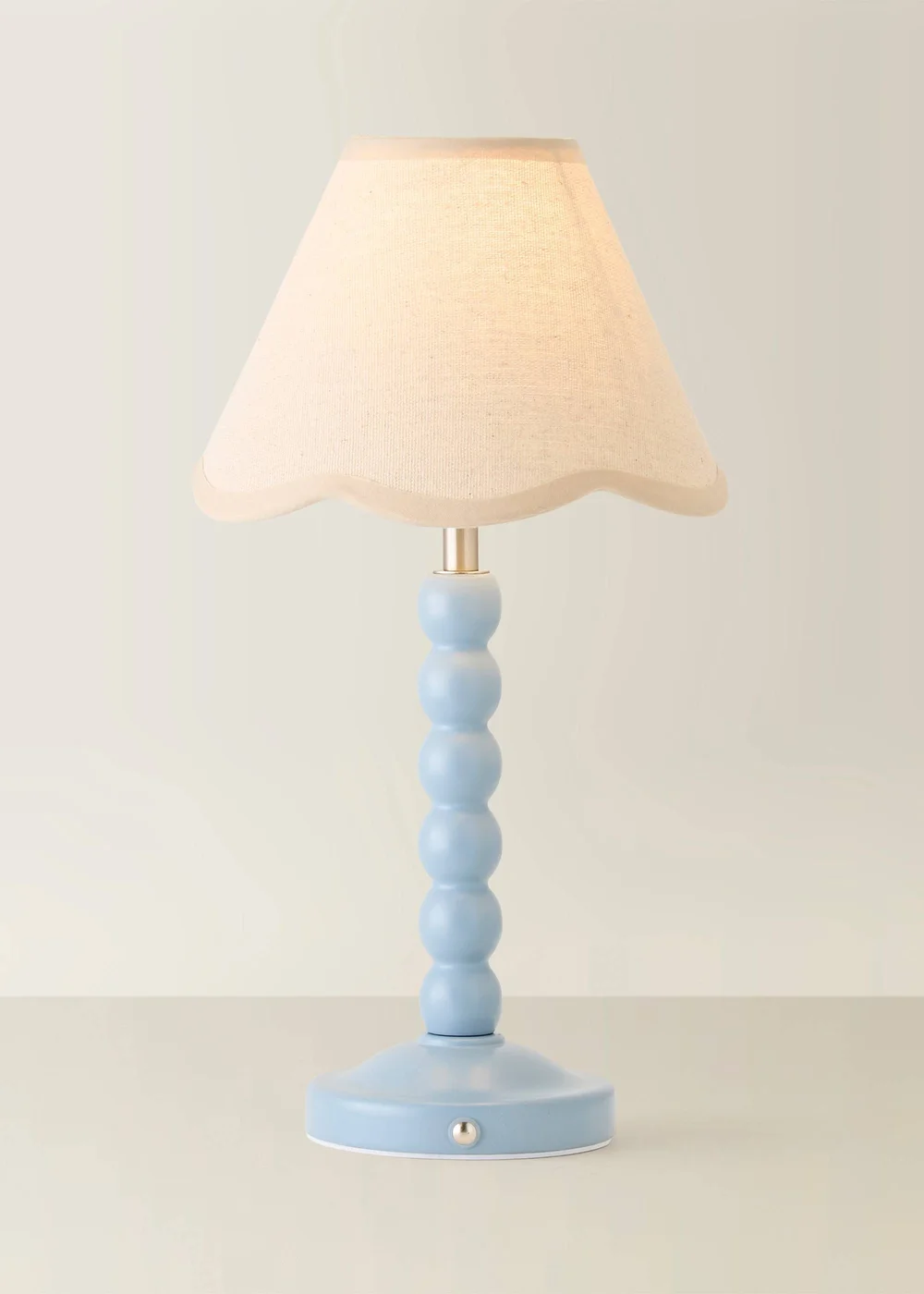 ValueLights Bobble Blue Rechargeable Table Lamp With Blue Trim Scallop Shade - One Size Image 3