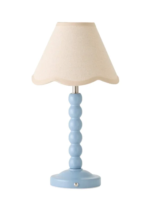 ValueLights Bobble Blue Rechargeable Table Lamp With Blue Trim Scallop Shade - One Size Image 5