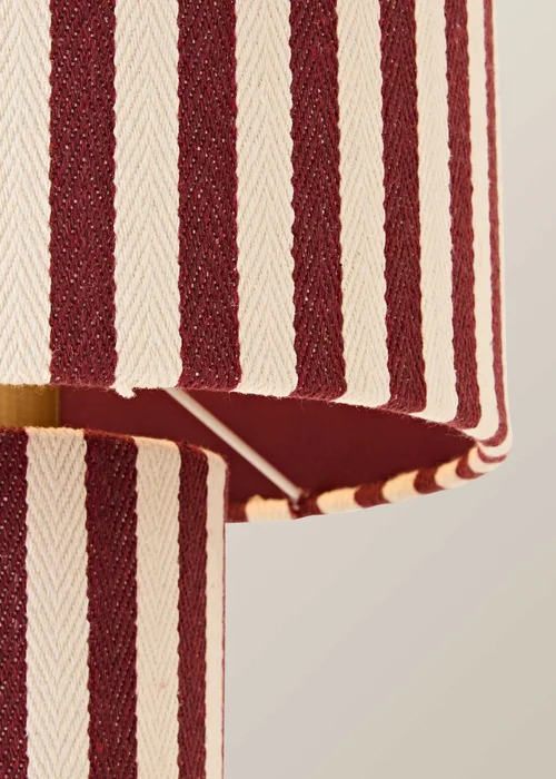 ValueLights Florence Burgundy Pinstripe Linen Table Lamp With Warm White Bulb - One Size Image 4