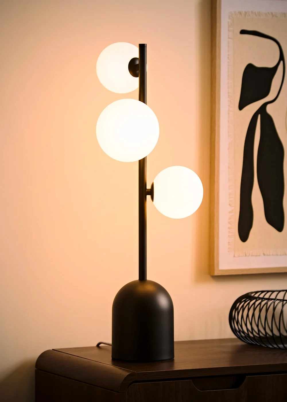ValueLights Marlow Matte Black Multi Arm Table Lamp With Warm White Bulb - One Size Image 2