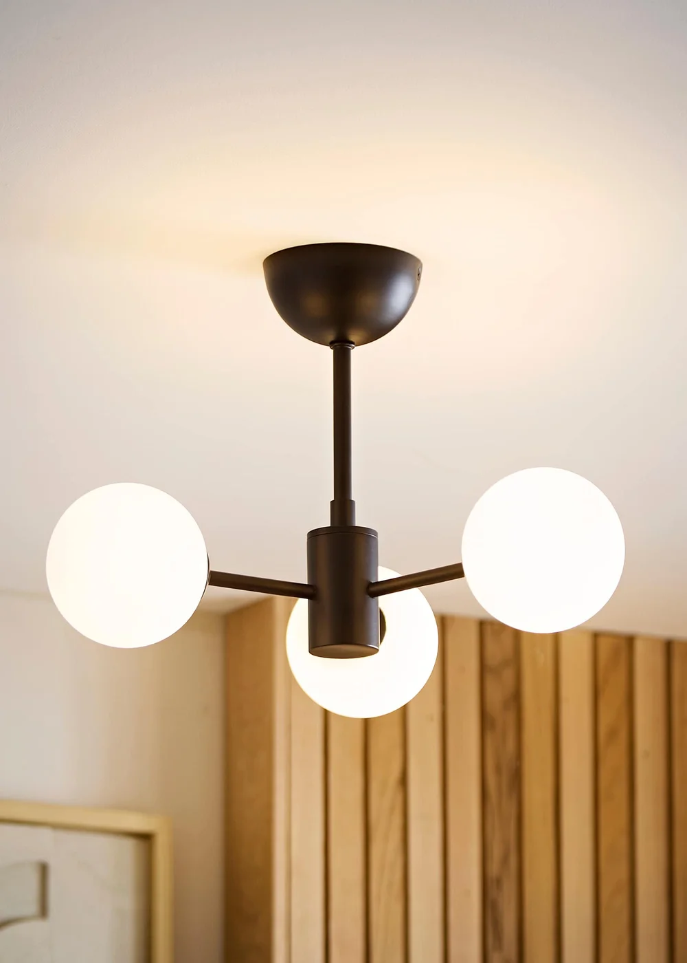 ValueLights Marlow Matte Black Multi Arm Ceiling Light With Warm White Bulb - One Size Image 1