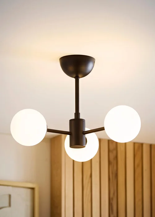 ValueLights Marlow Matte Black Multi Arm Ceiling Light With Warm White Bulb - One Size Image 1