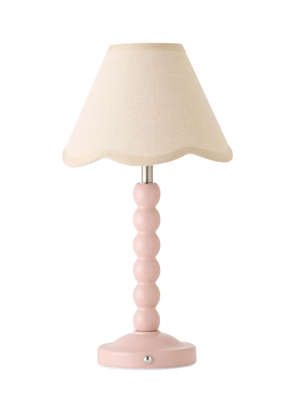 ValueLights Bobble Pink Rechargeable Table Lamp With Natural Trim Scallop Shade - One Size Image 5