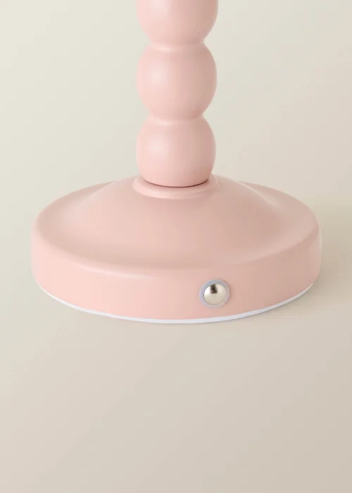 ValueLights Bobble Pink Rechargeable Table Lamp With Natural Trim Scallop Shade - One Size Image 6