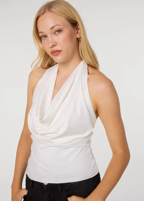 Pink Vanilla Ivory Halterneck Cowl Soft Stretch Top - One Size Image 3