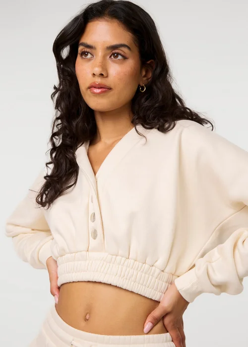 Pink Vanilla Cream Fleece Lined Cropped Hoodie - L Image 4