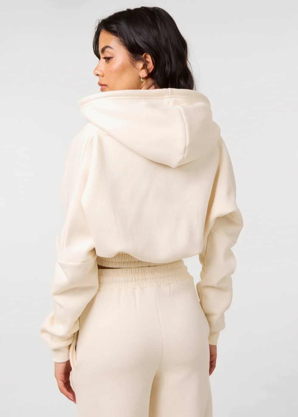 Pink Vanilla Cream Fleece Lined Cropped Hoodie - L Image 5