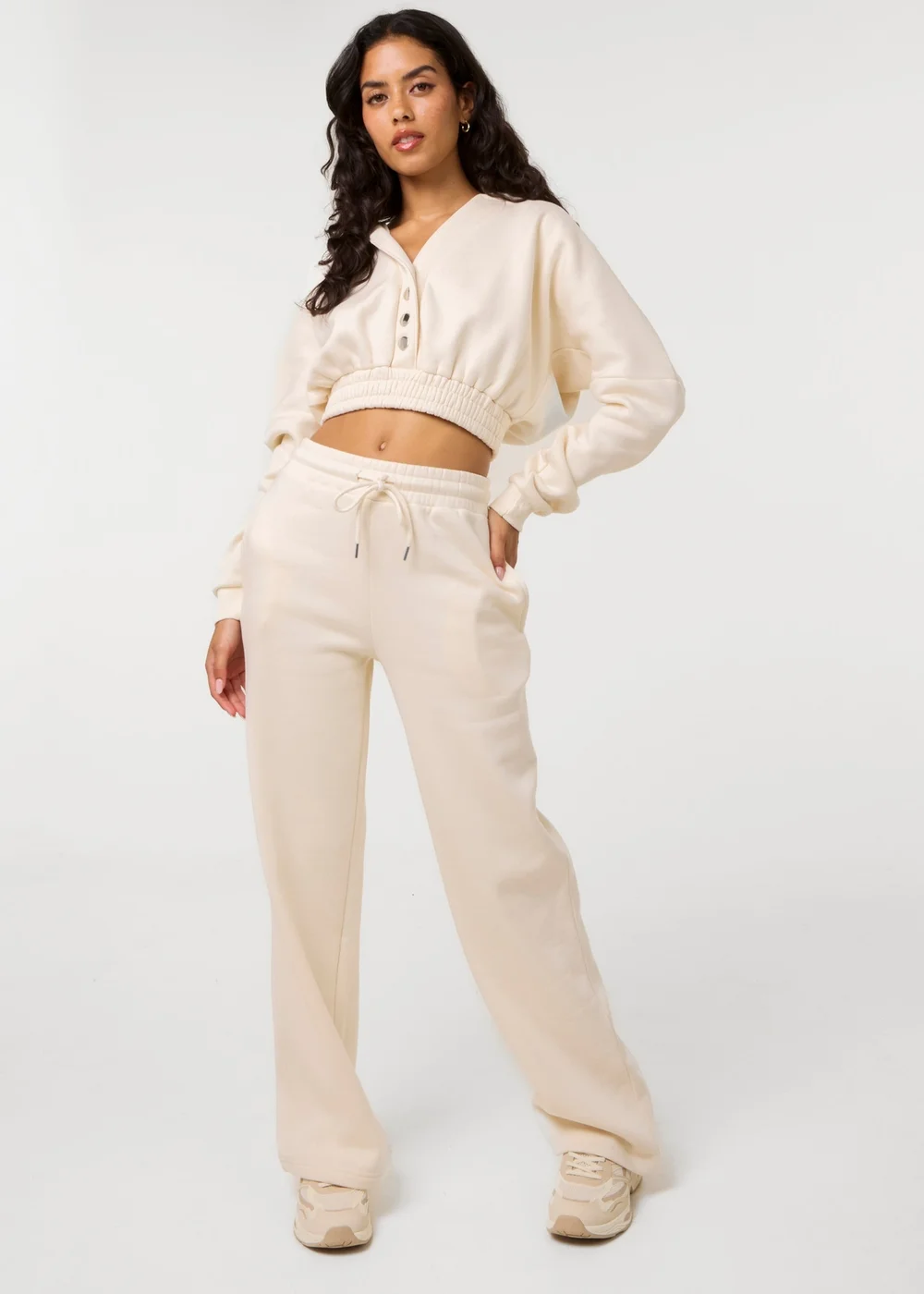 Pink Vanilla Cream Fleece Lined Cropped Hoodie - L Image 3