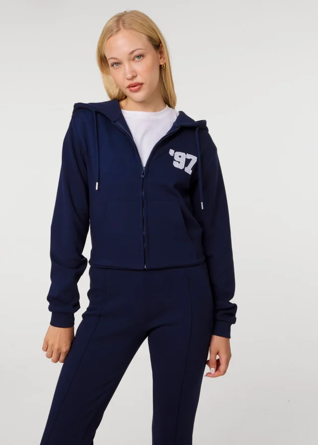 Pink Vanilla Navy 97 Zip Through Hoodie
