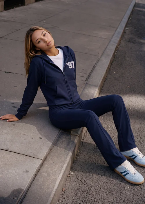 Pink Vanilla Navy 97 Pintuck Joggers - S Image 1