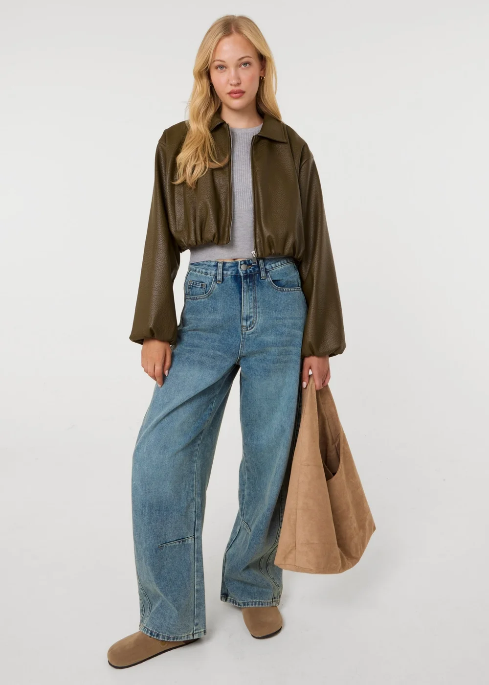 Pink Vanilla Green Faux Leather Puffball Jacket - M/L Image 2