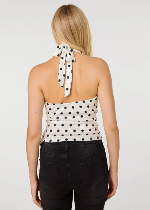 Pink Vanilla Ivory Polka Dot Cowl Neck Top - One Size Image 4