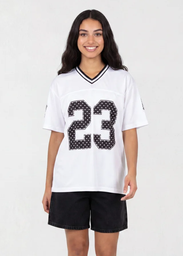 Pink Vanilla White Polka Dot Detail Sports Jersey
