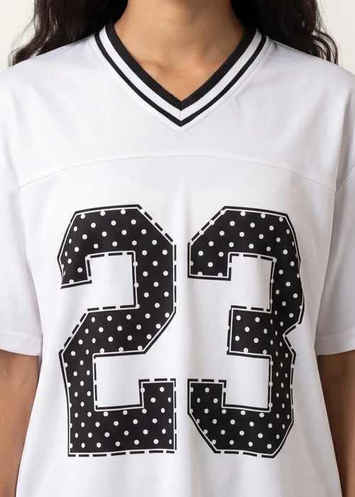 Pink Vanilla White Polka Dot Detail Sports Jersey - S/M Image 3