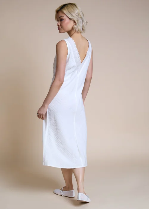Neon Rose White V-Neck Lace Detail Midaxi Dress - L Image 2