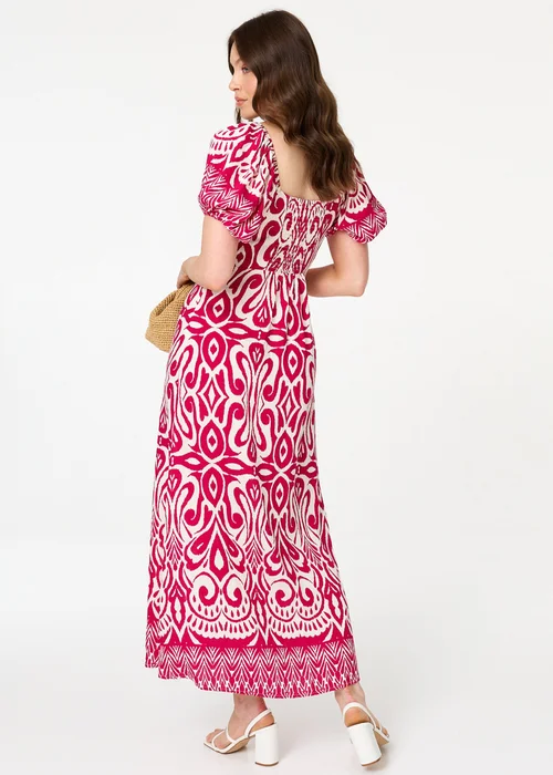 Izabel London Pink Printed Short Sleeve A-Line Maxi Dress - 16 Image 3