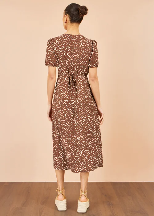 Yumi Brown Spot Midi Dress With Split Hemline - 12 Image 4