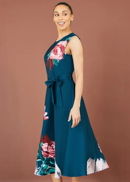 Yumi Green Abstract Floral Skater Midi Dress - 18 Image 1
