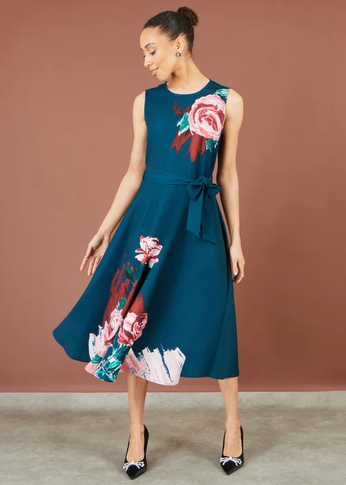 Yumi Green Abstract Floral Skater Midi Dress - 18 Image 2