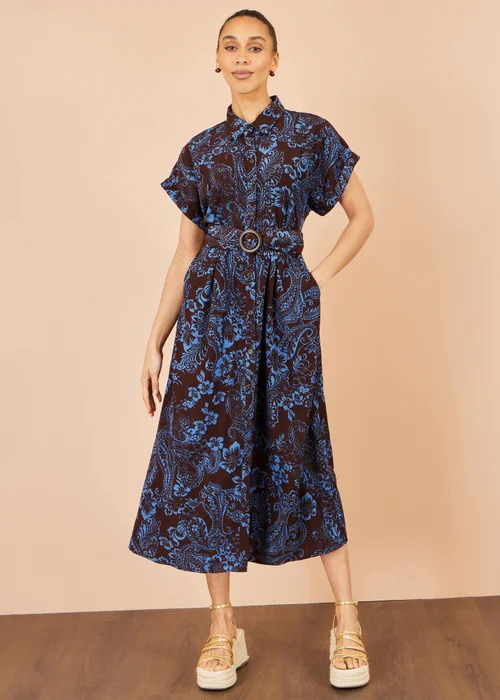 Yumi Brown Paisley Midi Shirt Dress - 16 Image 3
