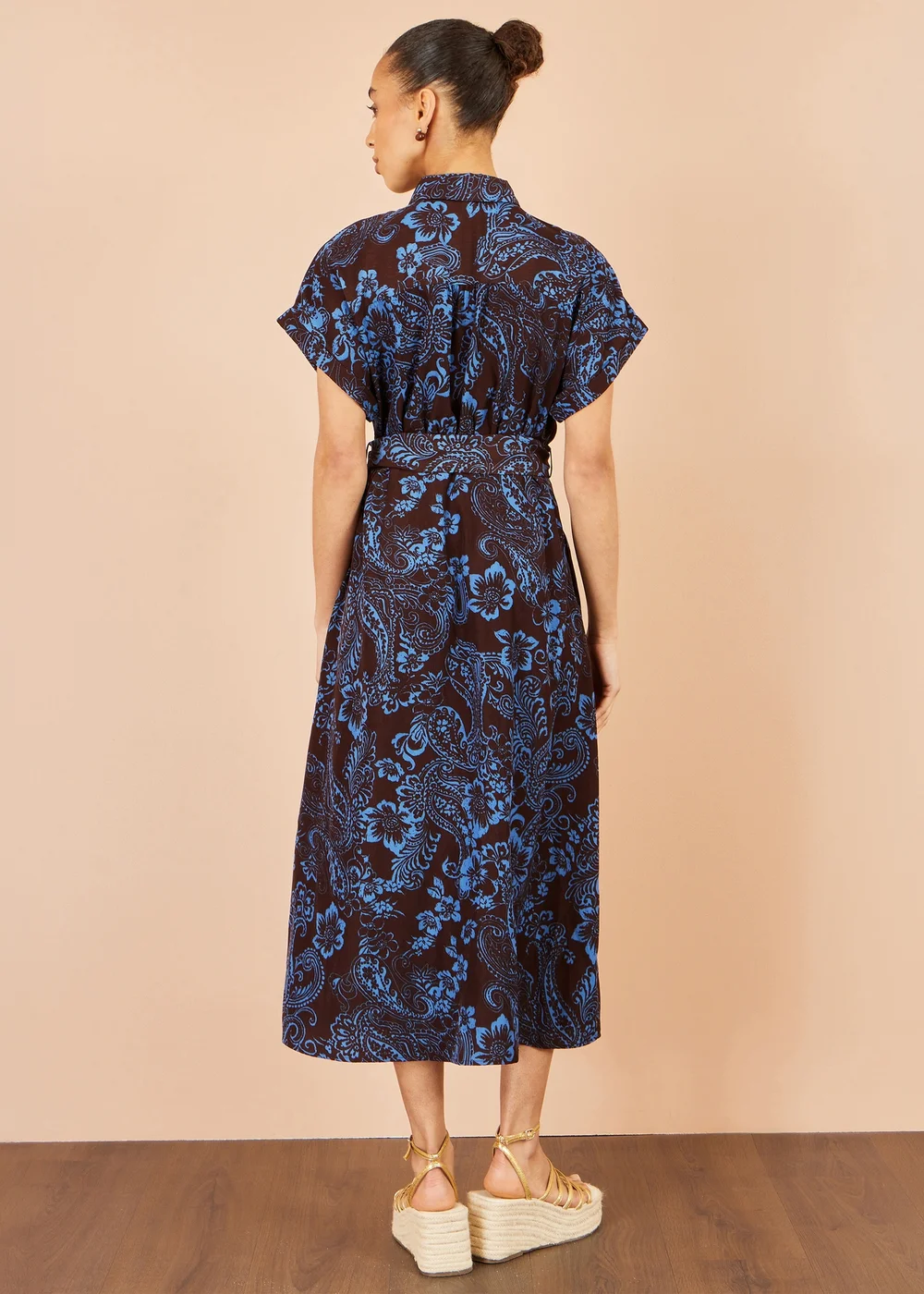 Yumi Brown Paisley Midi Shirt Dress - 16 Image 4