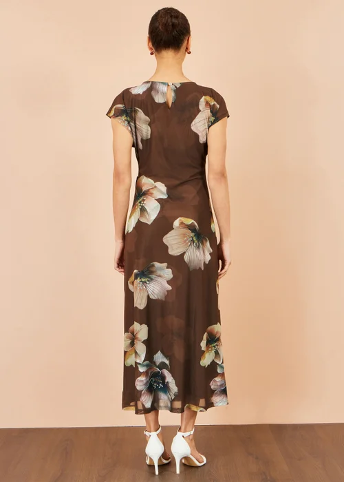Yumi Brown Mesh Floral Midi Dress - 14 Image 3