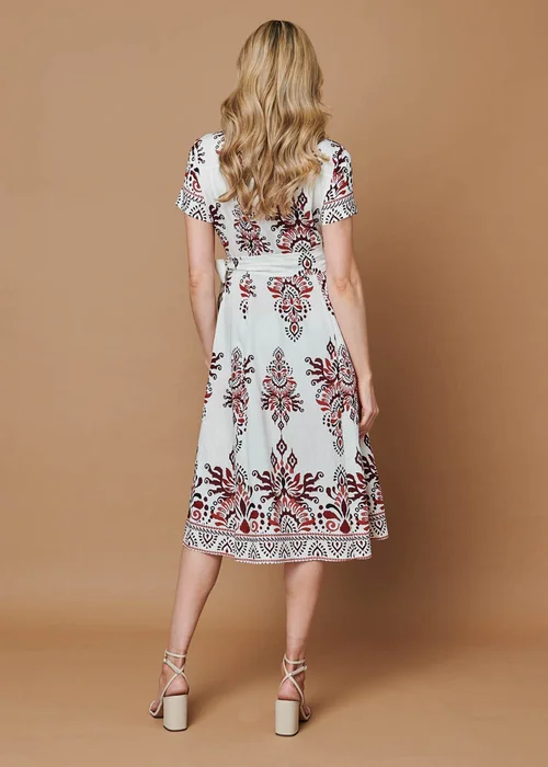 Izabel London Red Border Print Short Sleeve Midi Dress - 10 Image 3