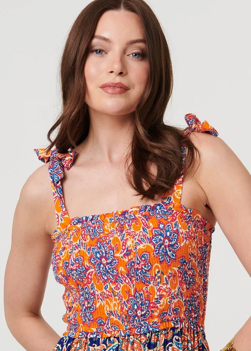 Izabel London Orange Floral Tiered Tie Strap Maxi Sun Dress - 16 Image 4