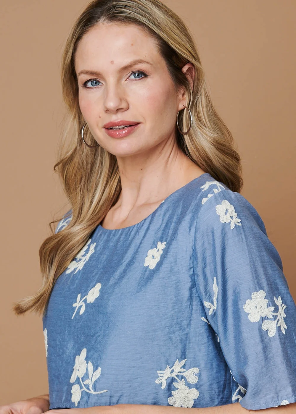 Izabel London Blue Floral Asymmetric Layered Tunic Blouse - 16 Image 4