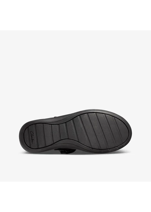 Clarks School Girls Black Etch Craft Kid Leather Wide - 10 Infants Image 3