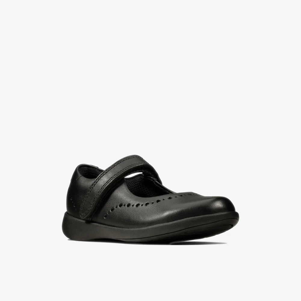 Clarks School Etch Craft Toddler Black Leather Narrow - 8.5 Infants Image 3
