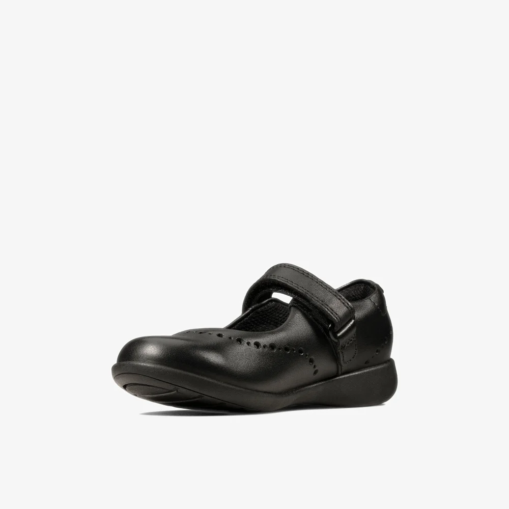 Clarks School Etch Craft Toddler Black Leather Narrow - 8.5 Infants Image 4