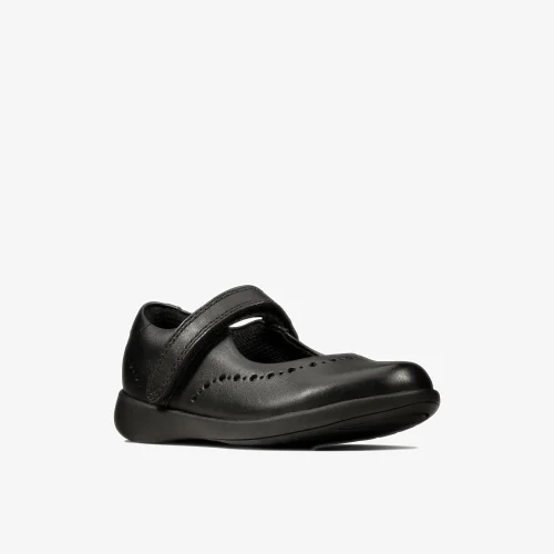 Clarks School Etch Craft Toddler Black Leather Extra Wide - 9 Infants Image 3