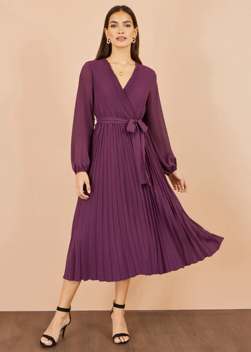 Yumi Purple Pleated Wrap Midi Dress - 8 Image 2
