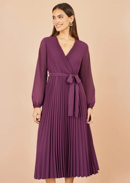 Yumi Purple Pleated Wrap Midi Dress - 8 Image 1