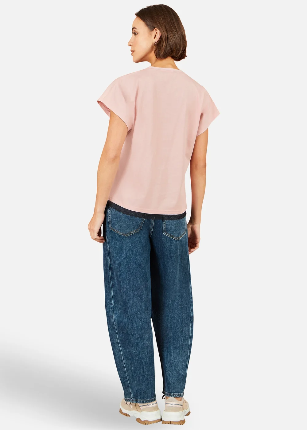 Yumi Blush Bow T-Shirt With Lace - 10 Image 3
