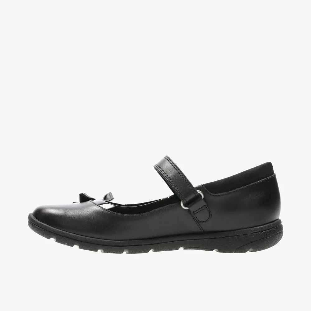 Clarks School Girls Black Venture Star Leather Narrow - 10 Infants Image 2
