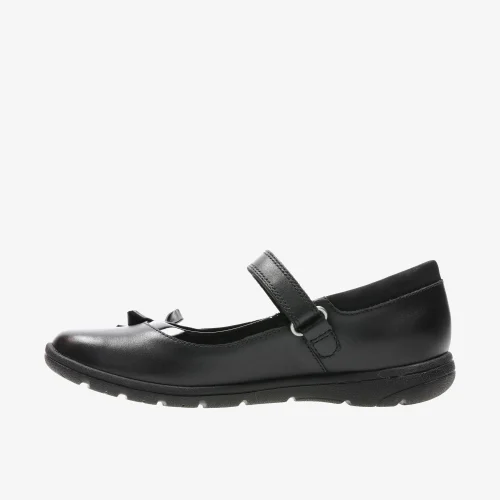 Clarks School Girls Black Venture Star Leather Narrow - 10 Infants Image 2