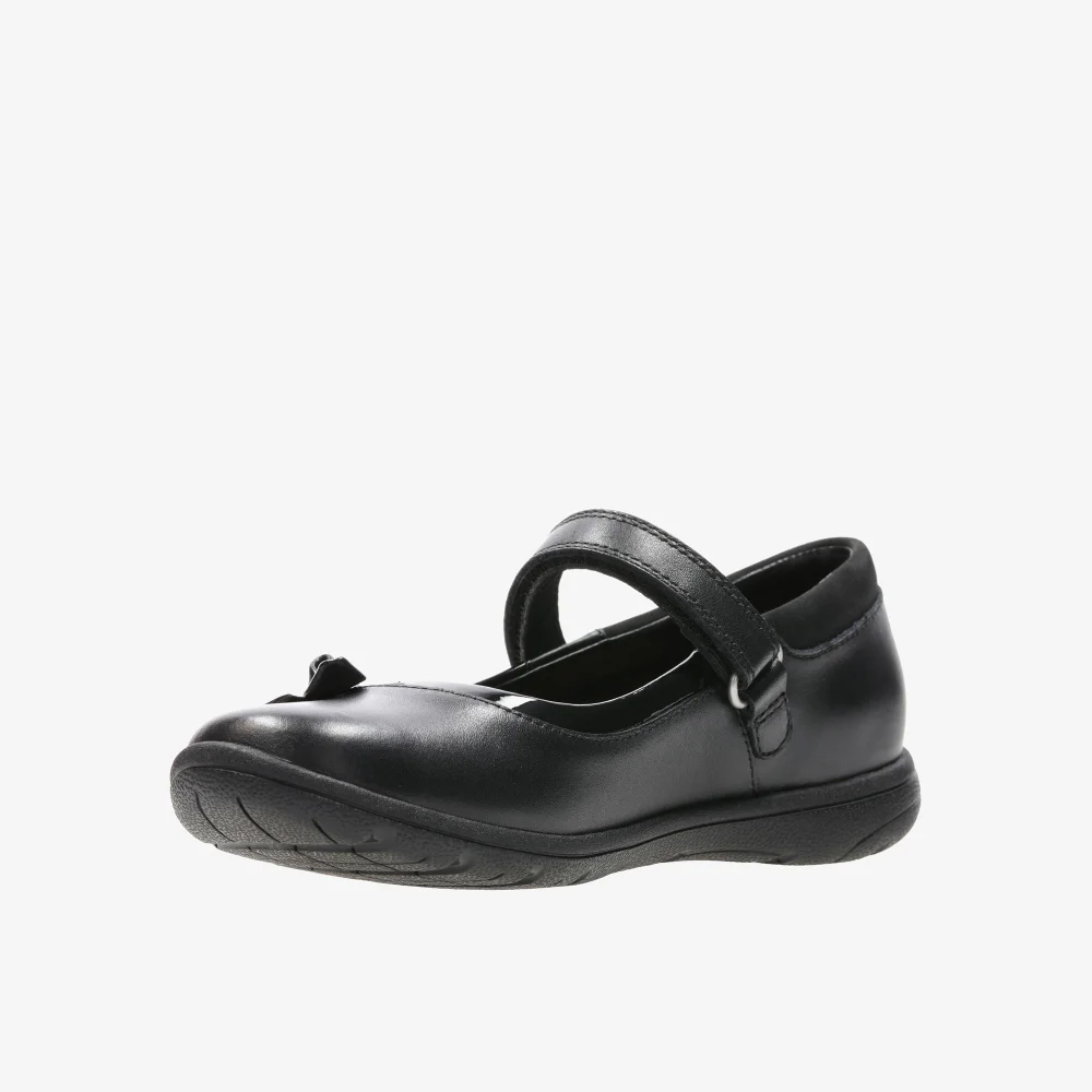Clarks School Girls Black Venture Star Leather Narrow - 10 Infants Image 4