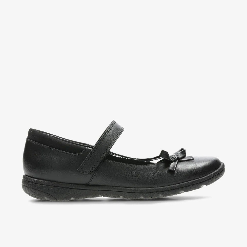 Clarks School Venture Star Black Leather Narrow - 10 Infants Image 1
